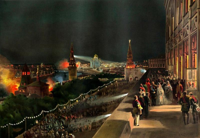 Иллюминация Москвы к коронации Николая II в 1896 году.